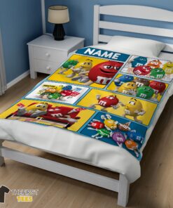 Original Colorful Candy M&M’s Character Collage Blanket Fleece Customized Blanket - Image 3