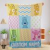 Original Colorful Care Bears Patchwork Blanket Fleece Customized Blanket