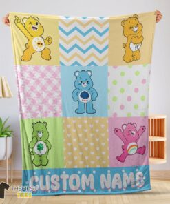 Original Colorful Care Bears Patchwork Blanket Fleece Customized Blanket