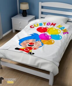 Original Colorful Plim Plim Cheerful Clown Balloons Blanket Fleece Customized Blanket - Image 3