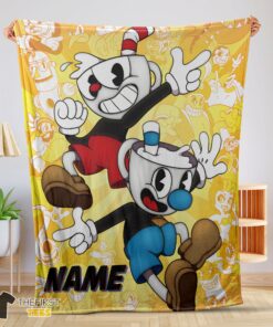 Original Cuphead And Mugman Crazy Cup Blanket Fleece Customized Blanket