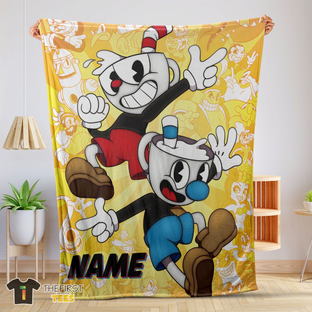 original-cuphead-and-mugman-crazy-cup-blanket-fleece-customized-blanket-mk-01 Original Cuphead And Mugman Crazy Cup Blanket Fleece Customized Blanket