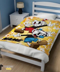Original Cuphead And Mugman Crazy Cup Blanket Fleece Customized Blanket - Image 3