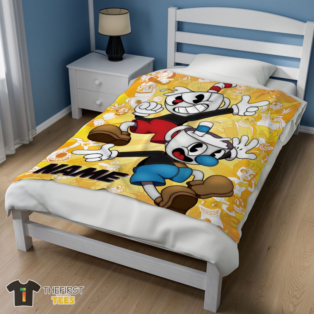 original-cuphead-and-mugman-crazy-cup-blanket-fleece-customized-blanket-mk-02 Original Cuphead And Mugman Crazy Cup Blanket Fleece Customized Blanket - Image 3