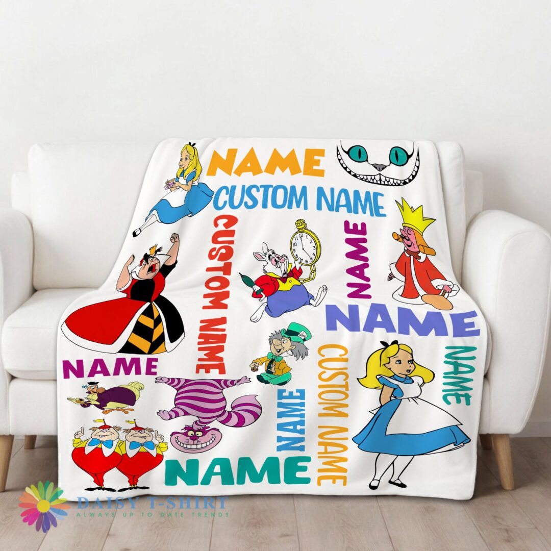 Original Cute Disney Alice In Wonderland All Character Blanket Fleece Customized Blanket-mk-01 (1)