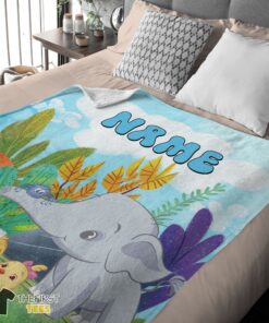 Original Cute Elephant Safari Animal For Boys Customized Blanket - Image 4