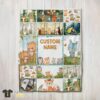 Original Cute Forest Animals Collage Whimsical Blanket Fleece Customized Blanket