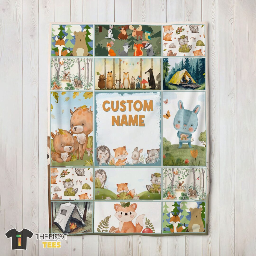 original-cute-forest-animals-collage-whimsical-blanket-fleece-customized-blanket-mk-02 Original Cute Forest Animals Collage Whimsical Blanket Fleece Customized Blanket