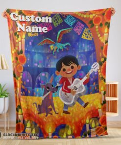 Original Cute Hot Disney Cartoon COCO Boy With Guitar Cute Blanket Fleece Customized Blanket