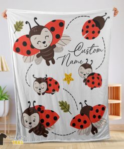 Original Cute Ladybug Cartoon Blanket Fleece Customized Blanket