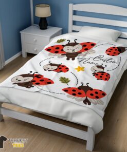Original Cute Ladybug Cartoon Blanket Fleece Customized Blanket - Image 3