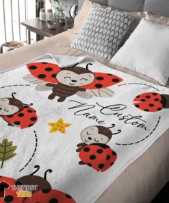 Original Cute Ladybug Cartoon Blanket Fleece Customized Blanket - Image 4