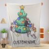 Original Cute Mice & Penguin Cartoon Christmas Tree Blanket Fleece Customized Blanket