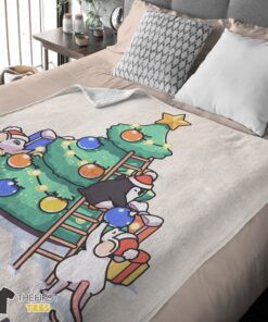 Original Cute Mice & Penguin Cartoon Christmas Tree Blanket Fleece Customized Blanket - Image 4
