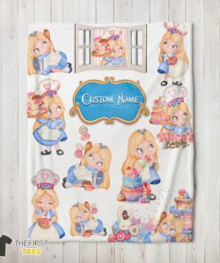 Original Disney Alice Baking Alice In Wonderland Cake Blanket Fleece Customized Blanket