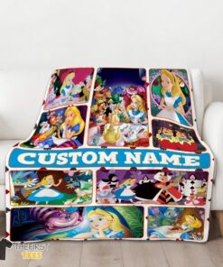 Original Disney Alice In Wonderland Adventure Collage Blanket Fleece Customized Blanket - Image 3