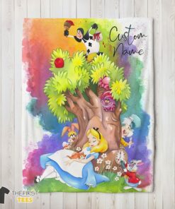 Original Disney Alice In Wonderland Dreaming Blanket Fleece Customized Blanket