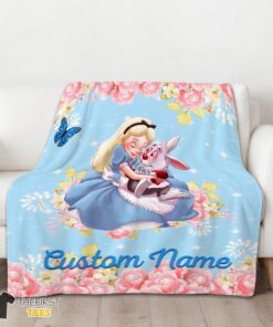 Original Disney Alice & The White Rabbit Alice In Wonderland Blanket Fleece Customized Blanket - Image 3