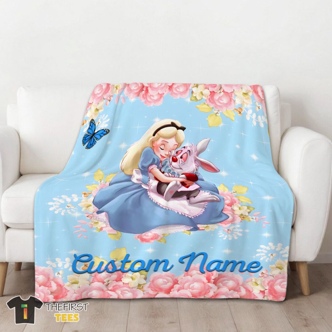 original-disney-alice-the-white-rabbit-alice-in-wonderland-blanket-fleece-customized-blanket-mk-01 Original Disney Alice & The White Rabbit Alice In Wonderland Blanket Fleece Customized Blanket - Image 3