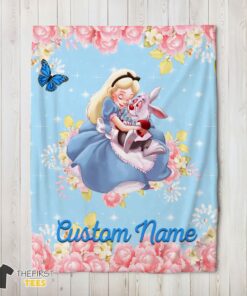 Original Disney Alice & The White Rabbit Alice In Wonderland Blanket Fleece Customized Blanket