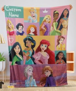 Original Disney Cartoon All Princess Characters Blanket Fleece Customized Blanket