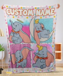 Original Disney Cartoon Baby Girl Elephant Dumbo Velveteen Cute Blanket Fleece Customized Blanket