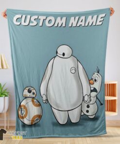 Original Disney Cartoon Big Hero 6 Baymax With Friends Blanket Fleece Customized Blanket