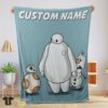 Original Disney Cartoon Big Hero 6 Baymax With Friends Blanket Fleece Customized Blanket