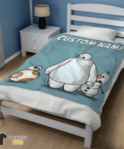 Original Disney Cartoon Big Hero 6 Baymax With Friends Blanket Fleece Customized Blanket - Image 3