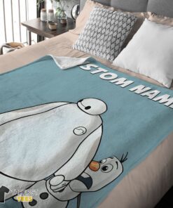 Original Disney Cartoon Big Hero 6 Baymax With Friends Blanket Fleece Customized Blanket - Image 4