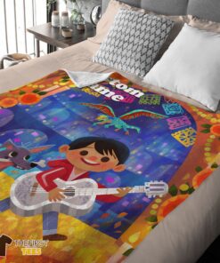 Original Disney Cartoon COCO Boy With Guitar Cute Blanket Fleece Customized Blanket - Image 4