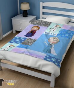 Original Disney Cartoon Frozen Elsa Princess Anna Olaf Blanket Fleece Customized Blanket - Image 3