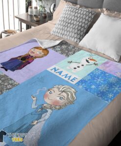 Original Disney Cartoon Frozen Elsa Princess Anna Olaf Blanket Fleece Customized Blanket - Image 4