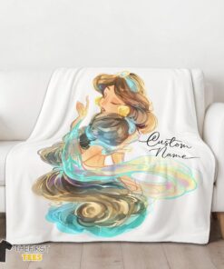 Original Disney Cartoon Jasmine Princess Blanket Fleece Customized Blanket - Image 3