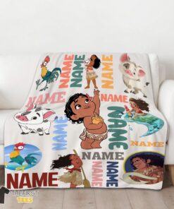 Original Disney Cartoon Moana With Friends Blanket Fleece Customized Blanket - Image 3