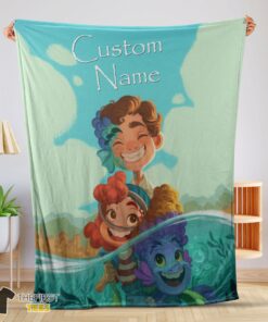 Original Disney Cartoon Summer Of Luca With Friends Blanket Fleece Customized Blanket