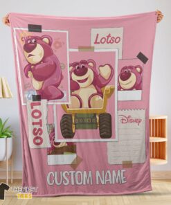 Original Disney Cartoon Toy Story Cute Lotso Grid Photos Blanket