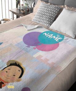 Original Disney Cartoon Up Boy With Balloon Blanket Fleece Customized Blanket - Image 4
