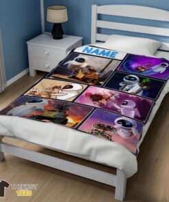 Original Disney Cartoon Wall-E And Eve Blanket Fleece Customized Blanket - Image 3