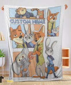 Original Disney Cartoon Zootopia Velveteen Cute Blanket Fleece Customized Blanket
