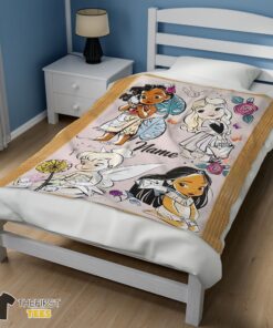 Original Disney Chibi Moana Alice Tinker Bell Pocahontas  Blanket Fleece Customized Blanket - Image 3