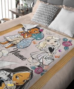 Original Disney Chibi Moana Alice Tinker Bell Pocahontas  Blanket Fleece Customized Blanket - Image 4