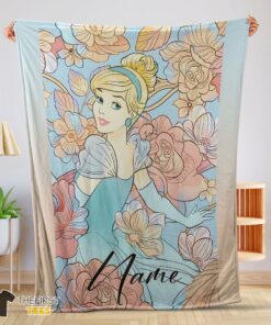 Original Disney Cinderella Elegant Princess Bloom Blanket Fleece Customized Blanket