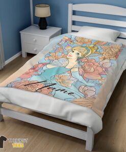Original Disney Cinderella Elegant Princess Bloom Blanket Fleece Customized Blanket - Image 3