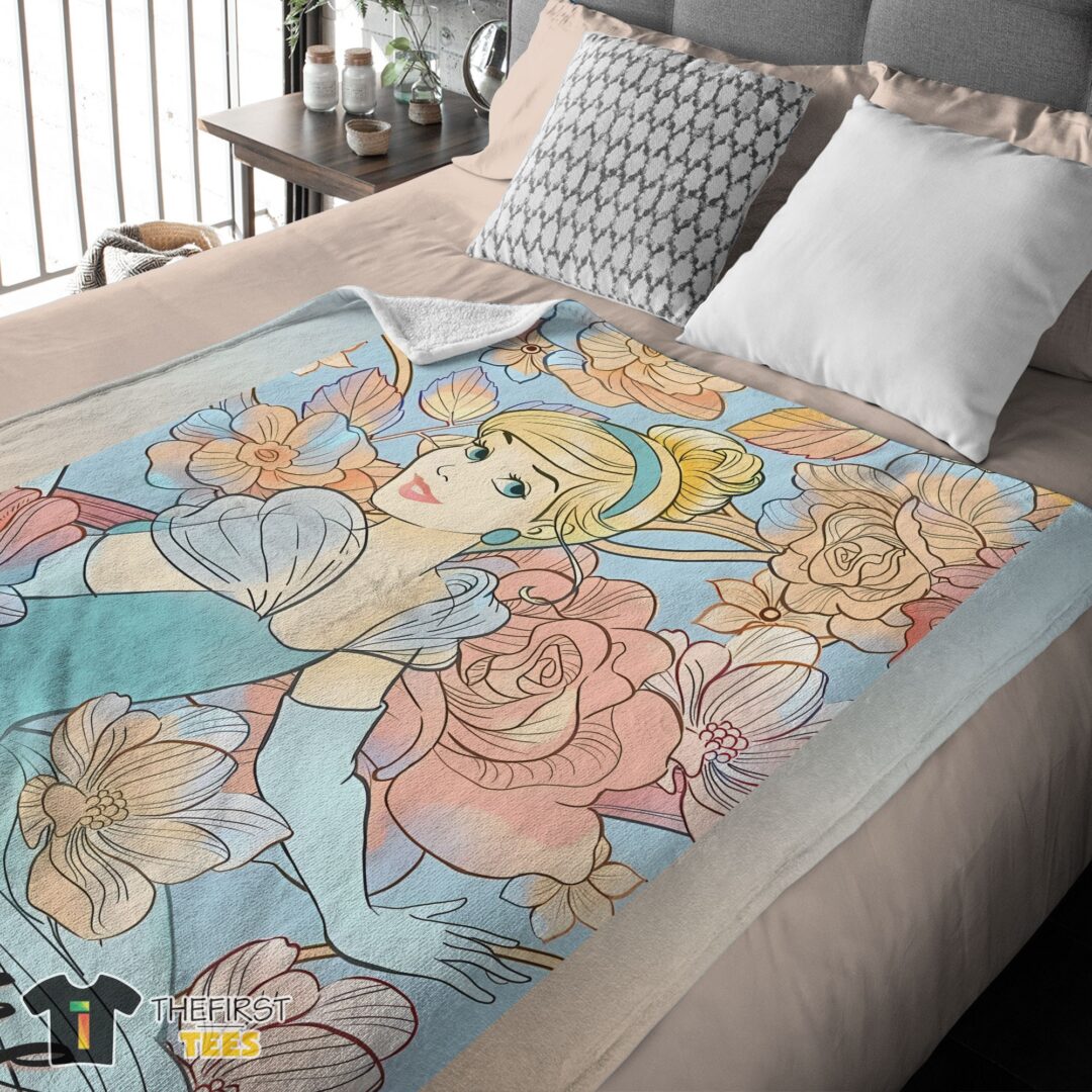 original-disney-cinderella-elegant-princess-bloom-blanket-fleece-customized-blanket-mk-03 Original Disney Cinderella Elegant Princess Bloom Blanket Fleece Customized Blanket - Image 4