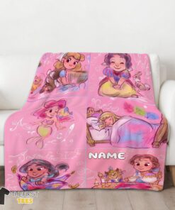 Original Disney Cute Kids Princess Sketches Blanket Fleece Customized Blanket - Image 3