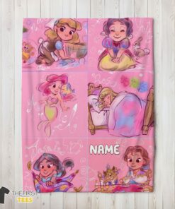 Original Disney Cute Kids Princess Sketches Blanket Fleece Customized Blanket