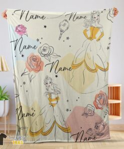 Original Disney Elegant Princess Belle Pretty Blanket Fleece Customized Blanket