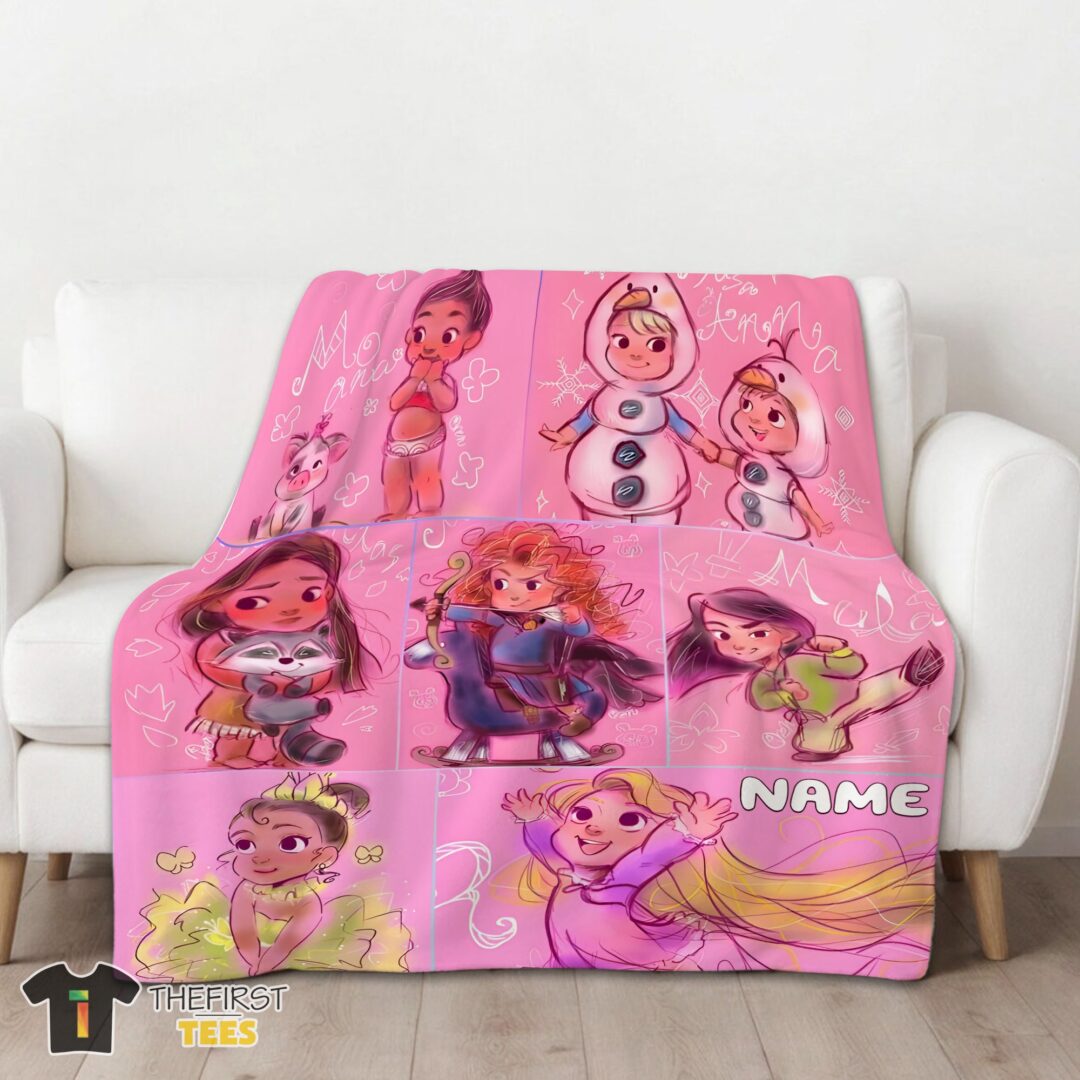 original-disney-kids-princess-sketches-blanket-fleece-customized-blanket-mk-01 Original Disney Kids Princess Sketches Blanket Fleece Customized Blanket - Image 3