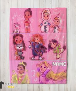 Original Disney Kids Princess Sketches Blanket Fleece Customized Blanket